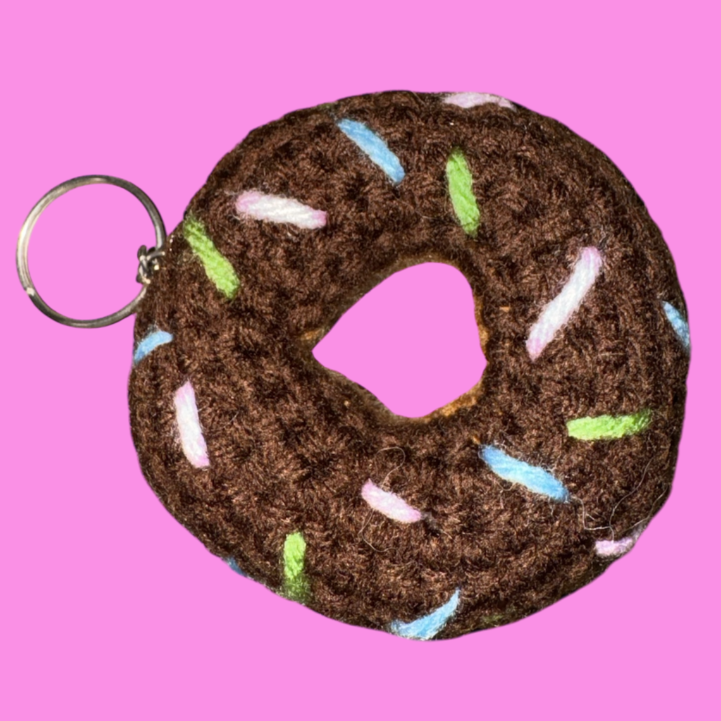 Chocolate Dipped With Sprinkles Donut Key Chain